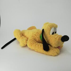 Disney Parks Pluto Stuffed Animal 14.5" Walt Disney Dog Puppy Collar Tongue Out